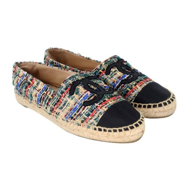 Chanel Espadrille 36 Tweed Canvas Leather Cap-toe Flats CC-0916N-0001 - Picture 5 of 11